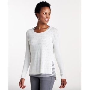 Toad & Co. | Cambria Pointelle Knit‎ Crew Sweater Cream Wool Blend Size L